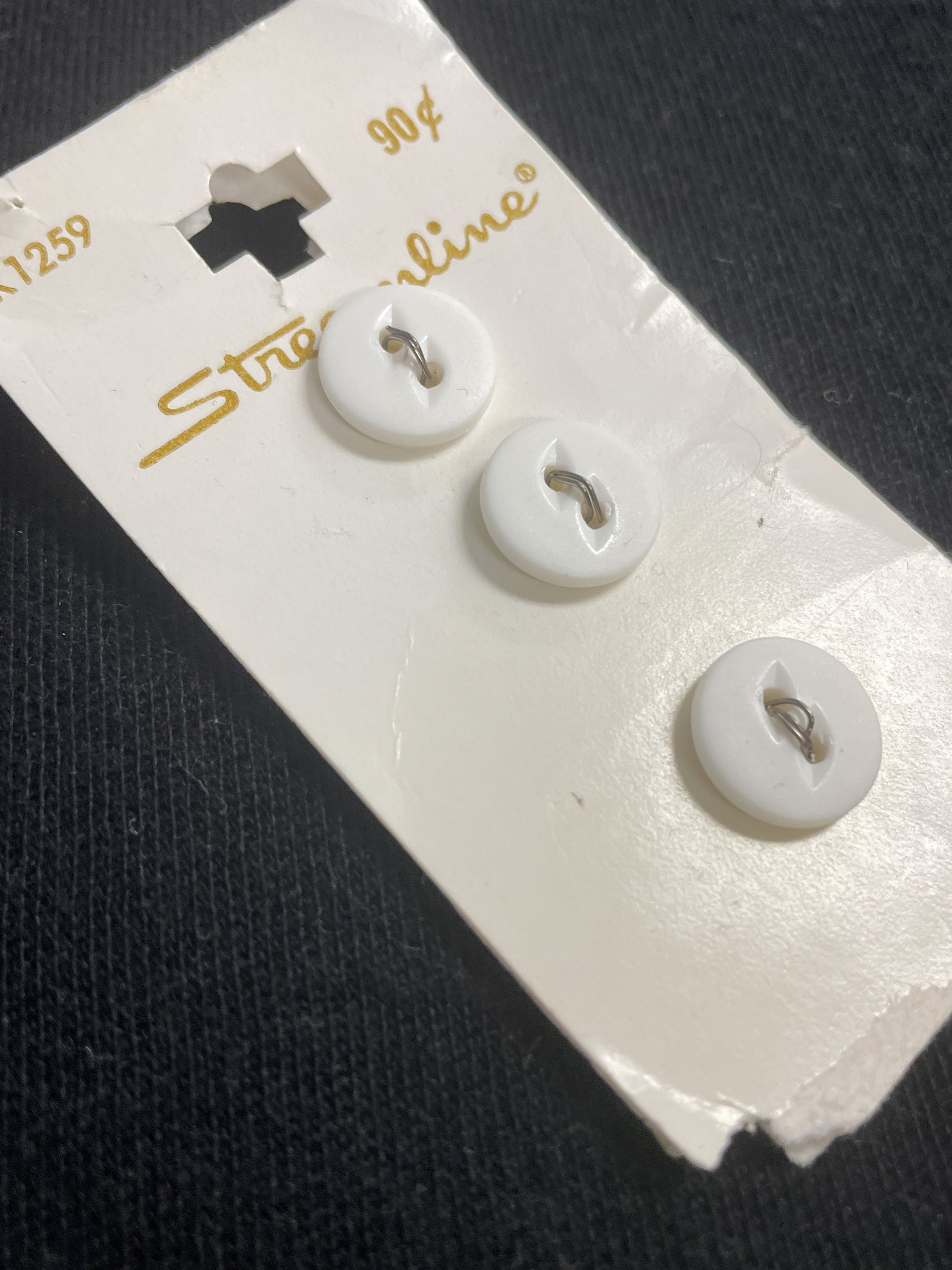 Button Plastic Set of 3 Vintage - White