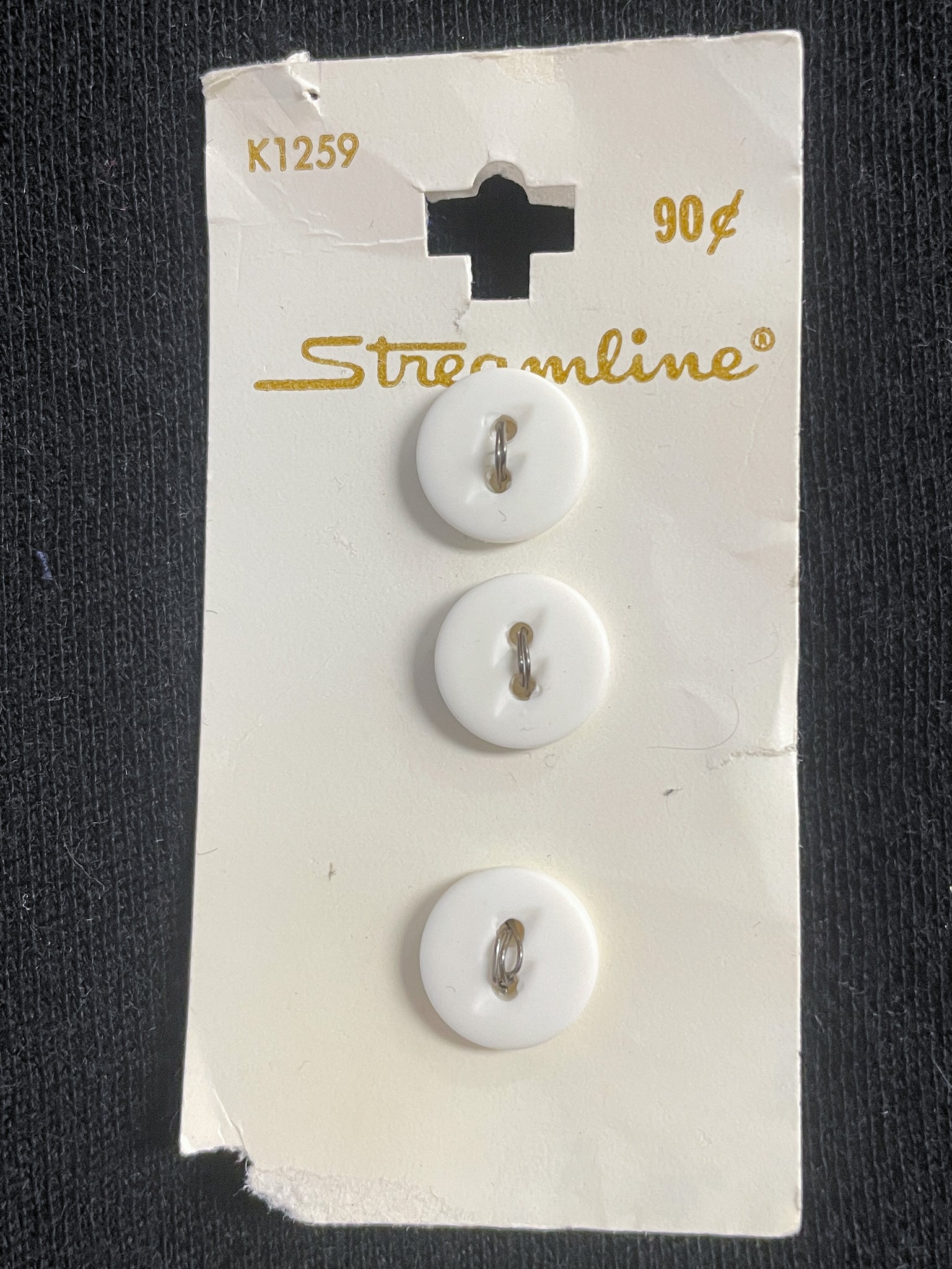 Button Plastic Set of 3 Vintage - White