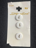 Button Plastic Set of 3 Vintage - White