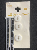 Button Plastic Set of 3 Vintage - White
