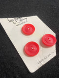 Button Plastic Set of 3 Vintage - Tomato Red