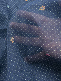 2 5/8 YD Poly/Cotton Voile - Navy Blue with White Dots and Flowers