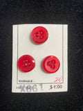 Button Plastic Set of 3 Vintage - Red with 3 Dots