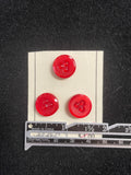 Button Plastic Set of 3 Vintage - Red with 3 Dots