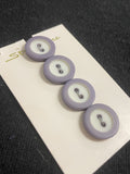Button Plastic Set of 4 Vintage - White with Purple Ring