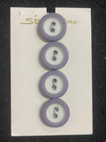 Button Plastic Set of 4 Vintage - White with Purple Ring