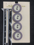 Button Plastic Set of 4 Vintage - White with Purple Ring
