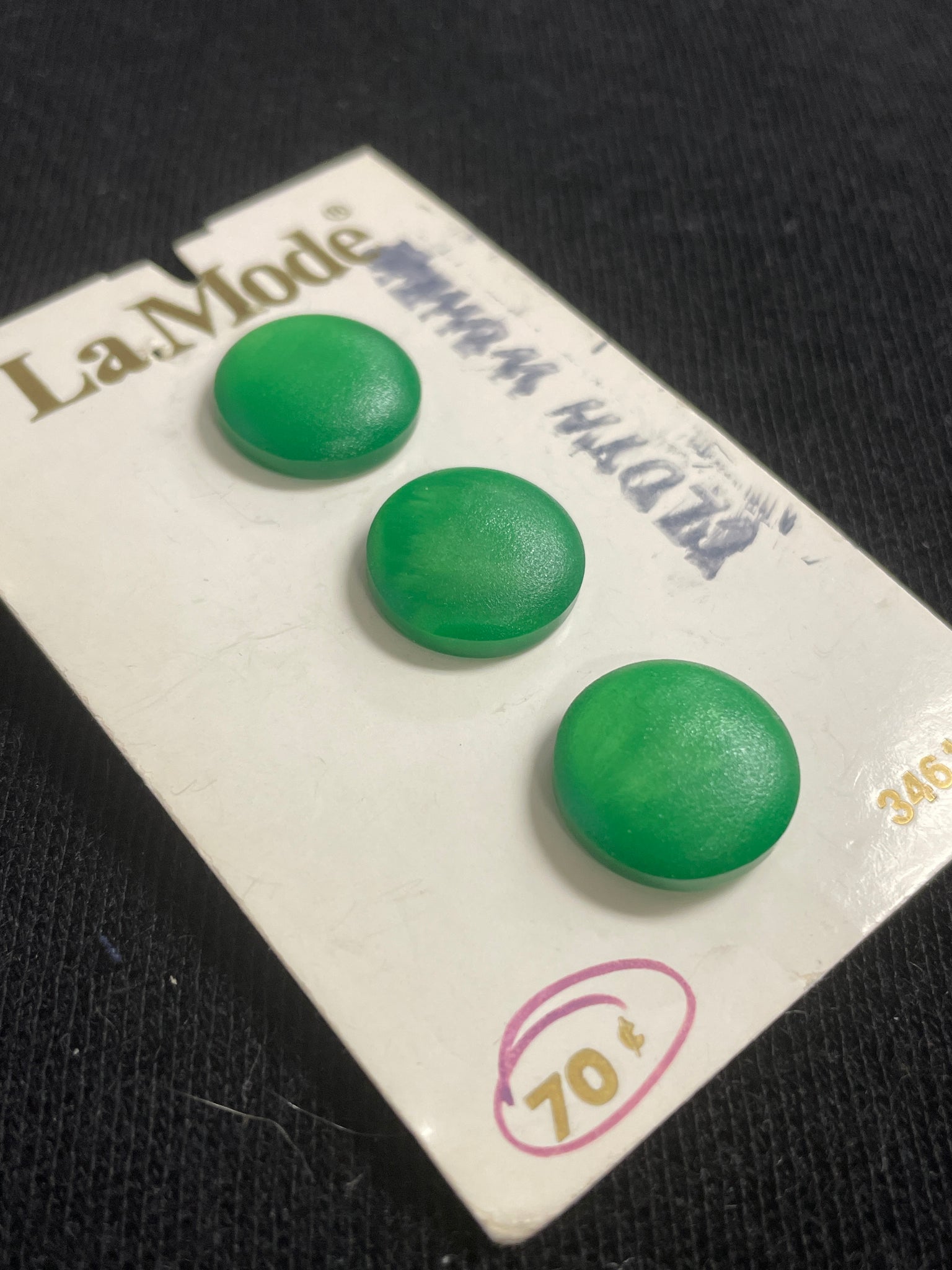 Button Plastic Set of 3 Vintage - Green