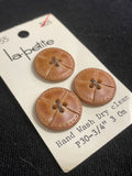Button Plastic Set of 3 Vintage - Faux Woven and Stitched Leather