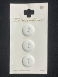 Button Plastic Set of 3 Vintage - Matte White
