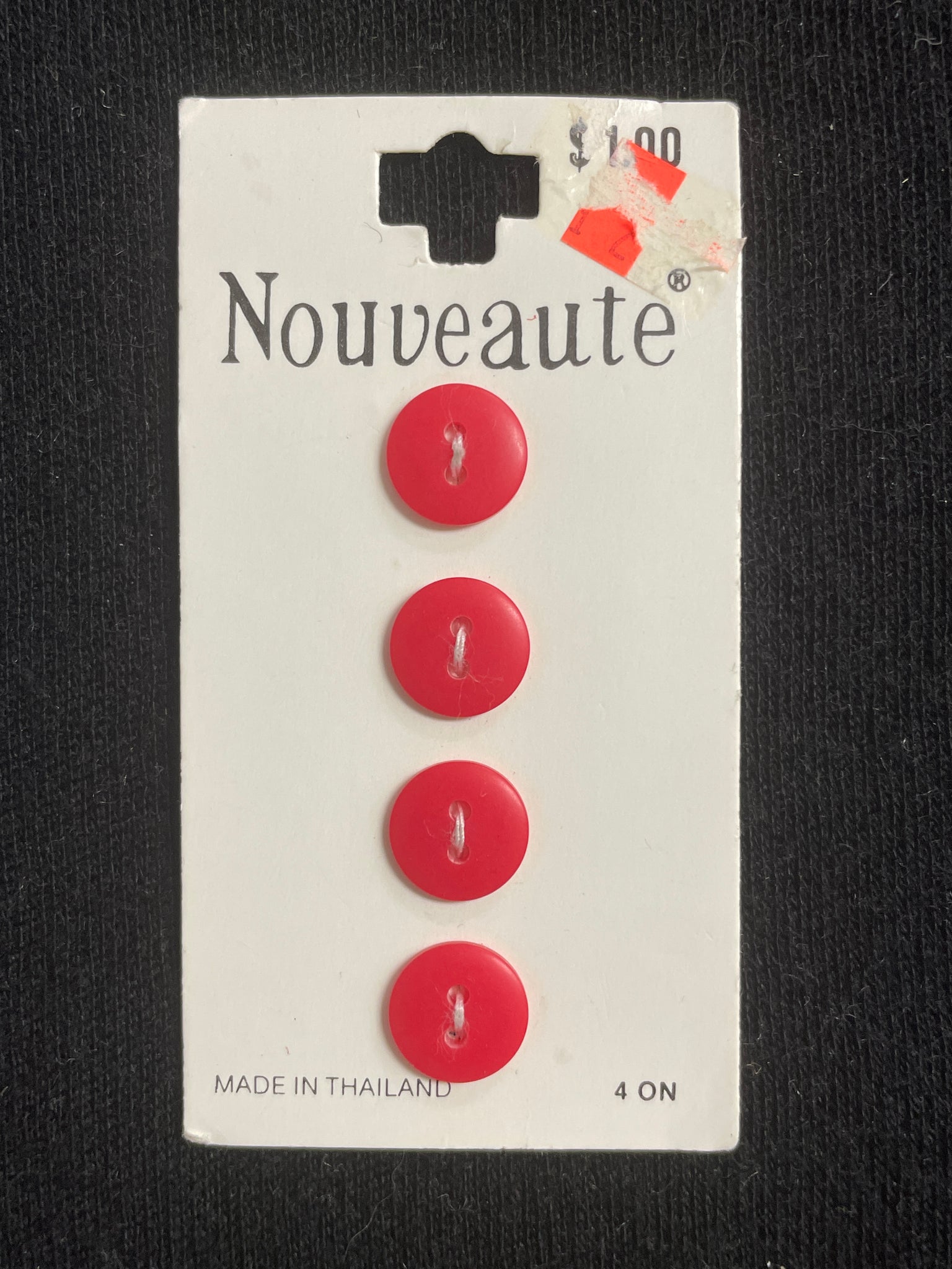 Buttons Plastic Set of 4 - Matte Red