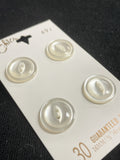 Buttons Plastic Set of 4 - Pearlescent White with Marquise Centers