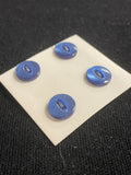 Buttons Plastic Set of 4 Vintage - Pearlescent Blue with Marquise Centers