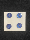 Buttons Plastic Set of 4 Vintage - Pearlescent Blue with Marquise Centers