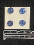 Buttons Plastic Set of 4 Vintage - Pearlescent Blue with Marquise Centers