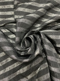 Polyester Yarn-Dyed Striped Taffeta - Iridescent Gray with Black and Silver