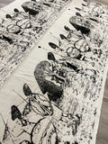 4 YD Cotton Loose Weave - Cream with African People in Black