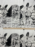 4 YD Cotton Loose Weave - Cream with African People in Black