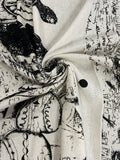 4 YD Cotton Loose Weave - Cream with African People in Black
