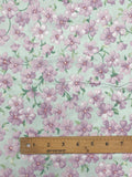 Poly/Cotton Vintage - Purple Flowers on Aqua