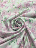 Poly/Cotton Vintage - Purple Flowers on Aqua
