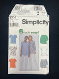 1998 Simplicity 8351 Sewing Pattern - Adult Scrub Tops and Jacket FACTORY FOLDED