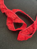 2 YD Nylon Floral Gathered Lace - Red