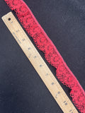2 YD Nylon Floral Gathered Lace - Red