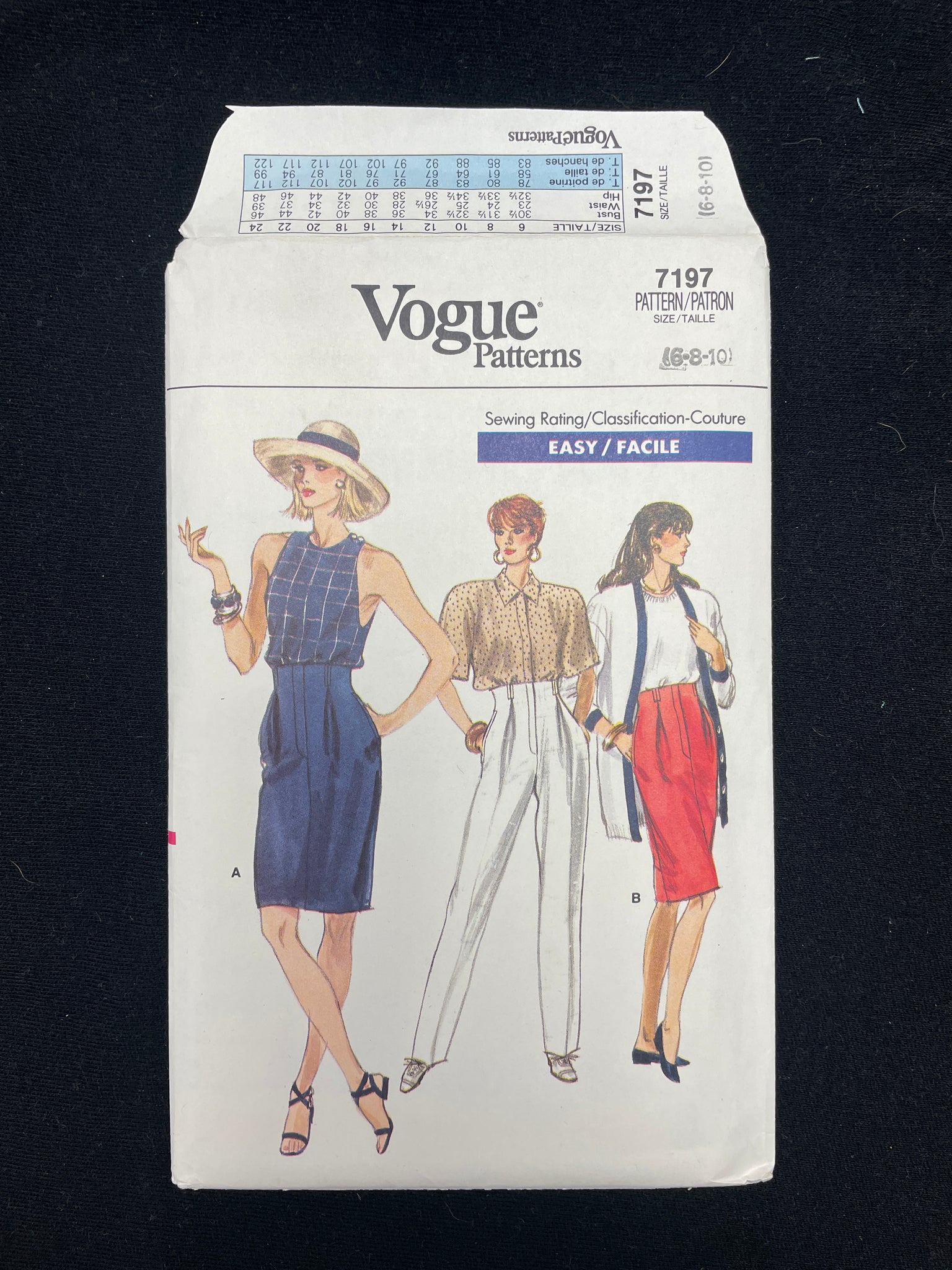1988 Vogue 7197 Sewing Pattern - Skirt and Pants FACTORY FOLDED