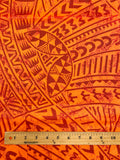 1 1/2 YD Polyester - Tribal Print in Bright and Dark Oranges