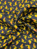 1 YD Cotton - Black with Yellow Birds and Borders