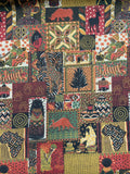 2 1/8 YD Polyester Vintage - African Animals, People and Shapes