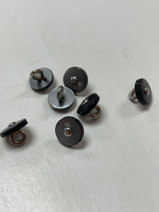 Button Set of 6 Plastic Vintage - Pearlized Dark Grey