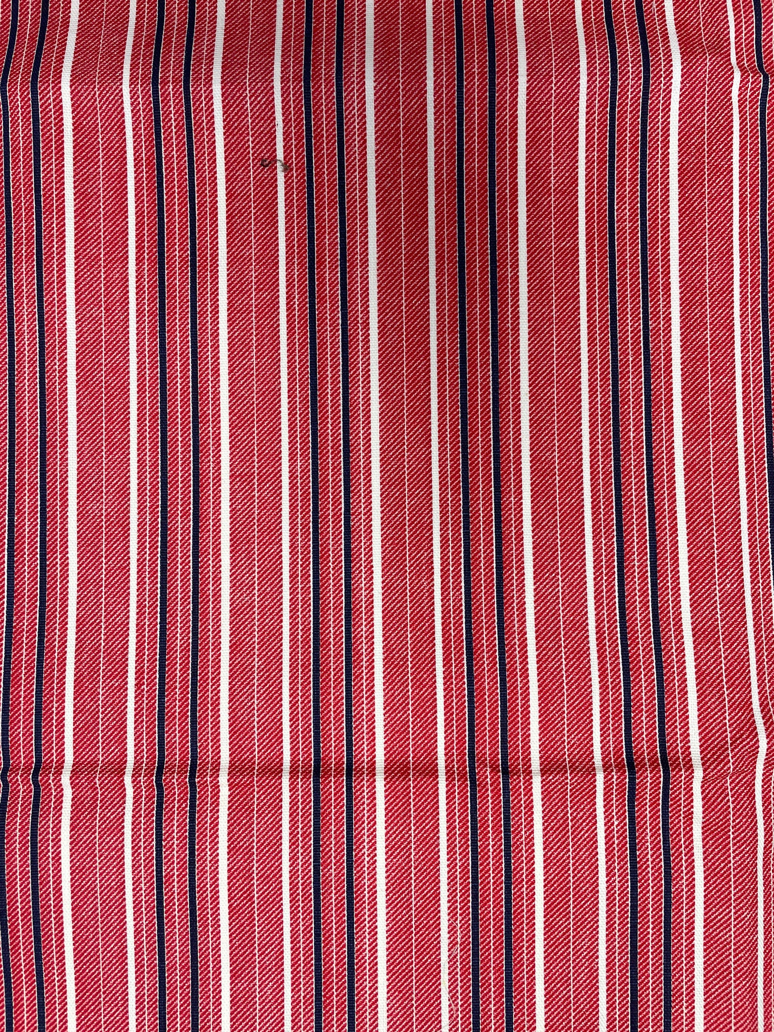 2 YD Cotton Duck with Printed Stripes - White with Red and Navy Blue