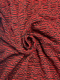 2 1/2 YD Polyester Stretch Texture Yarn-Dyed Knit - Rust Red and Black