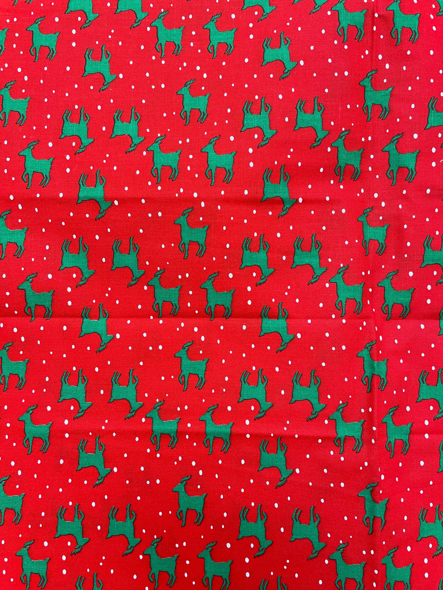 1 YD Quilting Cotton - Red with Green Reindeer