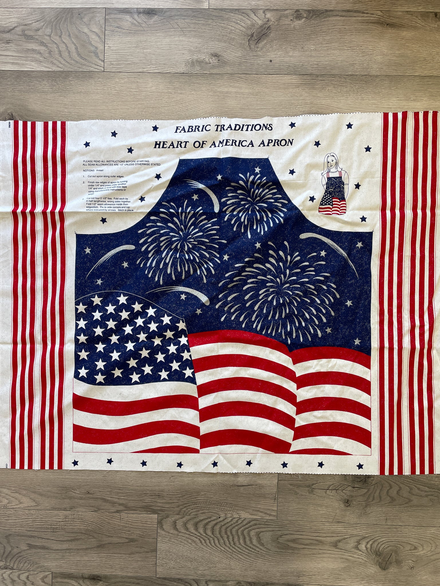 1999 1 YD Cotton Duck Panel - Fourth of July with Silver