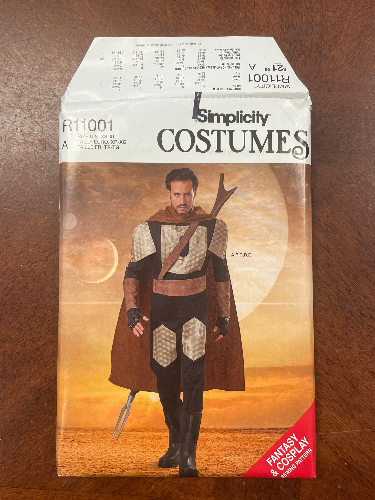 2021 Simplicity 11001 Sewing Pattern - Fantasy Cosplay Desert Soldier with Cape FACTORY FOLDED