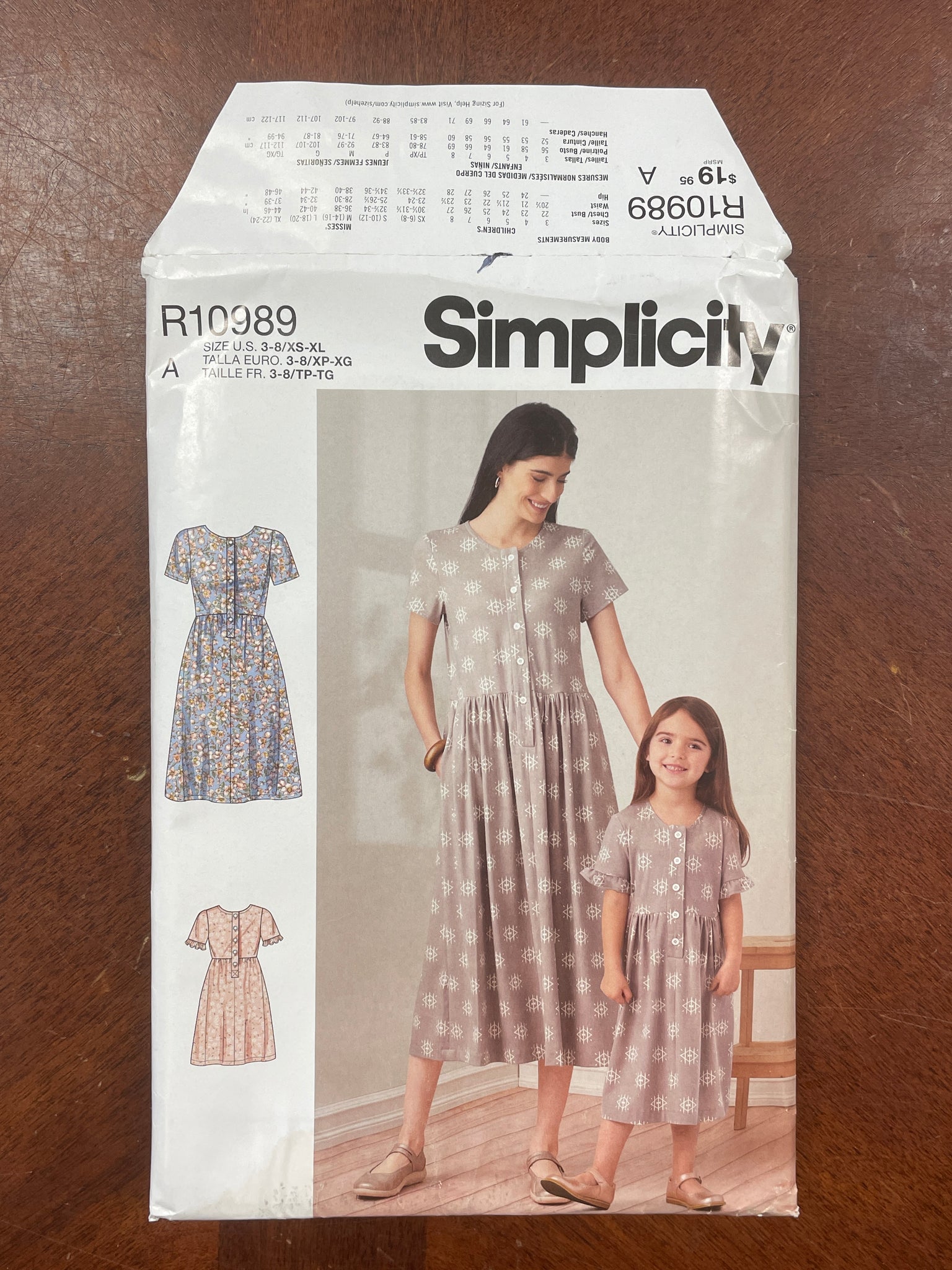 2021 Simplicity 10989 Sewing Pattern - Girl's and Women's Dress FACTORY FOLDED