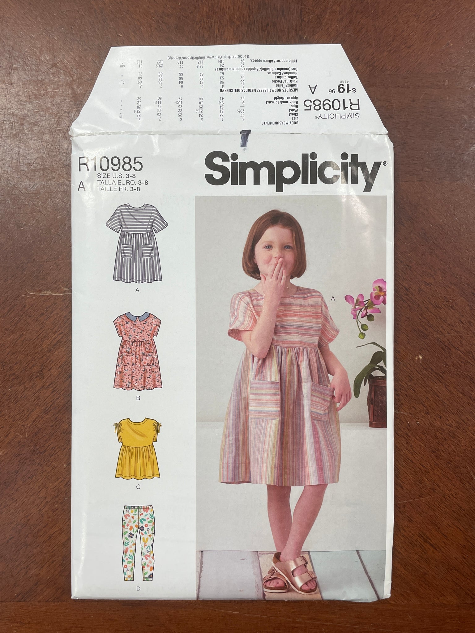 2021 Simplicity 10985 Sewing Pattern - Girl's Dresses and Leggings FACTORY FOLDED
