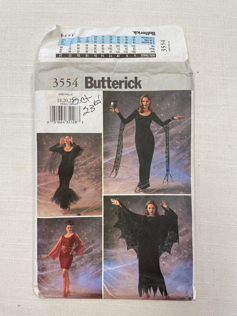 2002 Butterick 3554 Sewing Pattern - Dress and Cape Costume