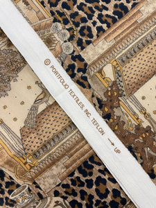 3 1/2 YD Cotton Twill Vintage - Indian Animals in Frames on Leopard Background