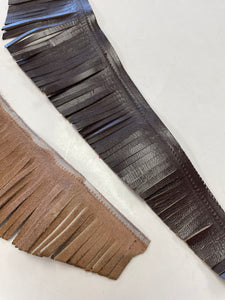 Leather Fringe Trim Set - Brown