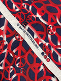 Quilting Cotton - Red and White Peace Sings on Navy Blue