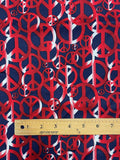 Quilting Cotton - Red and White Peace Sings on Navy Blue