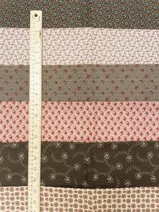 Quilting Cotton Fat Quarter Bundle - Civil War Era Medley of the Month "Chocolate and Pink"