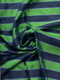 2 1/8 YD Tie Silk Yarn-Dyed Stripes - Navy Blue and Green