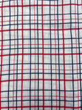 2 1/2 YD Cotton Yarn-Dyed Plaid - White with Red and Navy Blue