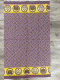 7/8 YD Quilting Cotton with Printed Plaid and Borders - Purple and Off White with Sunflowers