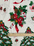 1 YD Quilting Cotton Applique Panel Vintage - Christmas Themed with Silver Glitter Accents